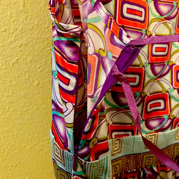 Nicole by Nicole Miller Greek Abstract Print V-Neck Tie Back Blouse 14 - Picture 3 of 4